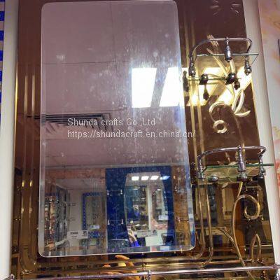 Wall Mounted Mirror With Customized Color Hanging Storage Display Makeup Bathroom Mirror Shelf Wall Decor