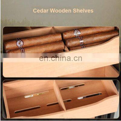 Custom Cohiba Luxury Mini Small Spanish Cedar Wooden Electric Electronic Cigar Cabinet Humidor With Hygrometer Humidifier photo-5