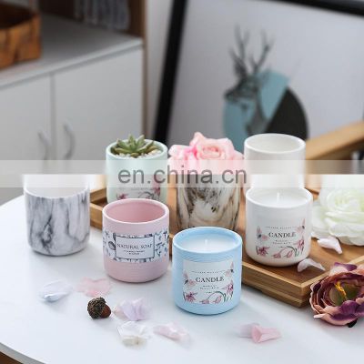 mini small elegant decorative colorful custom marble luxury empty ceramic candle jar suppliers in bulk