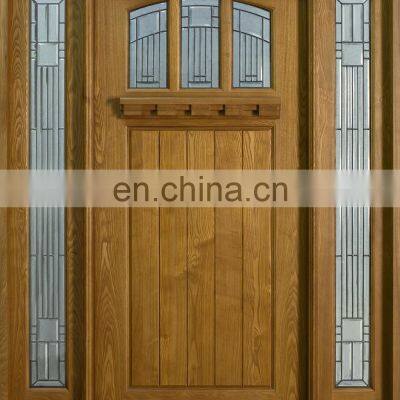 Glass Insert Solid Wood Door Wrought Iron Wood Door photo-3
