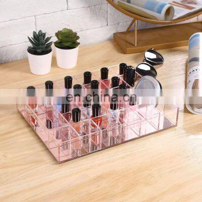 Rose Gold Acrylic Nail Polish Organizer Modern Acrylic Tray With Grid for Nail Polish Bottle photo-2