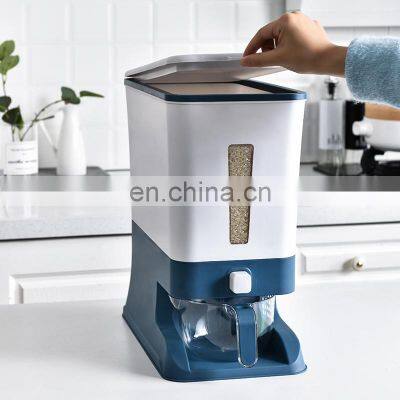 Big Measuring Cup Rotatable Foldable Kitchen Nordic Automatic 10kg Rice Food Container Glass Storage Box Rice Dispenser