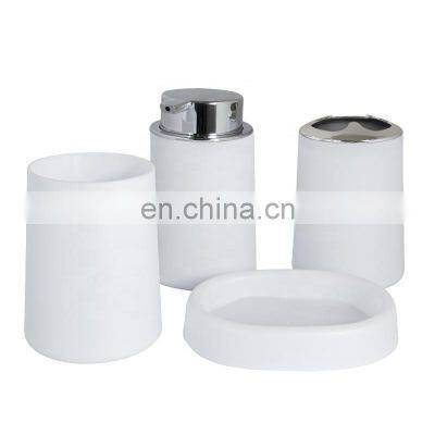 Best Selling Home Black White Bathroom Accessories 4-piece Plastic Bathroom Hardware Set Big Pump Design Soap Dispenser photo-3