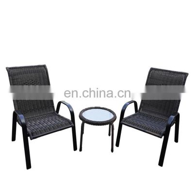 Outdoor Furniture Set PE Rattan Wicker Chair Coffee Table Set 3pcs Patio Bristo Set