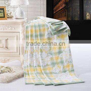 100% cotton bright colour plaid woven terry high absorption jacquard towel blanket