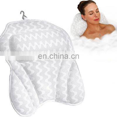 Neck Support Luxury Anti-Slip 4D Mesh Bath Tub Non Slip Spa Wasable Bath Pillow for Tub Head Rest