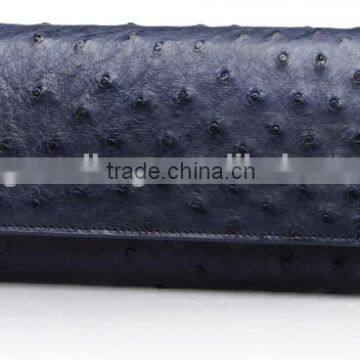 High Quality Customized Logo Genuine Real Ostrich Leather Clutch Wallet for Women photo-6