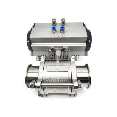 Sanitary Pneumatic  3-Piece Clamp Ball Valve With Aluminum Actuator