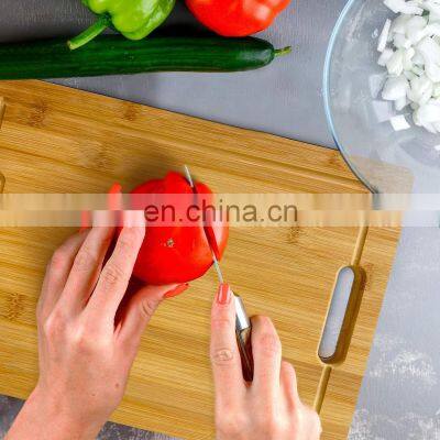 Eco Friendly High Quality For Kitchen Rectangle Natural Bamboo Cutting Board Set