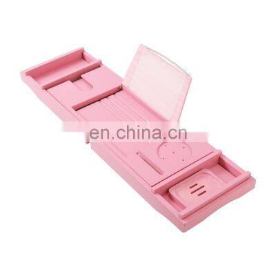 Unique Design High Quality Extending Side Leisure Bamboo Bathtub Caddy Tray photo-5