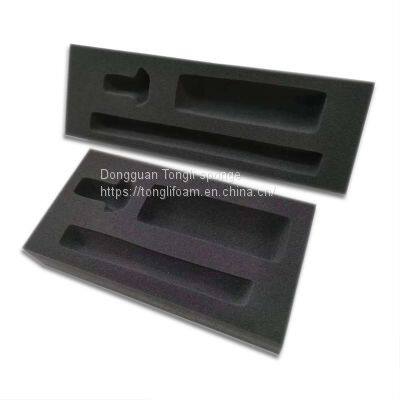 Eco-friendly Die-cutting Product Protective Foam PU Foam Packaging Inserts Inlay Custom Black Packaging Foam