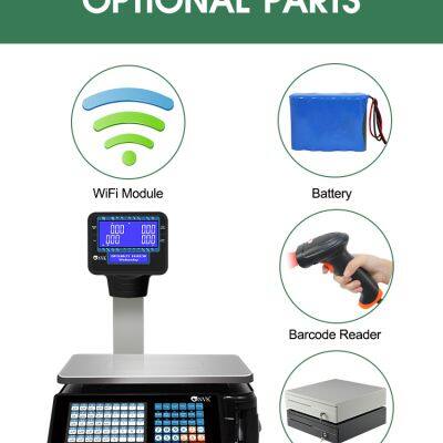 2024 New Arrival Supermarket Cash Register Scales POS Scale Ticket Printing With Battery