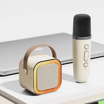 Fashionable Choice Mini Portable Wireless Karaoke Speaker 1 or 2 Microphone Optional with Lighting Mode Voice Changing Mode