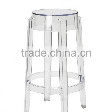 High 65cm commercial furniture transparent PC plastic bar stool