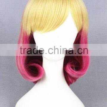 Cheap Wholesale High Quality 35CM Short Colorful Blonde Rose Red Women Lolita Party Wig photo-2