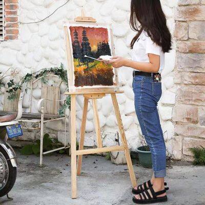 Painting Wood Easel Adjustable Wooden Easel Natural 145cm Foldable Beech Wood Easel photo-2