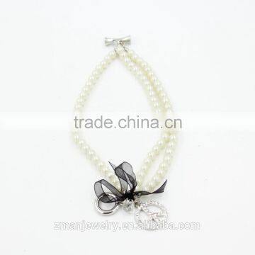 Elegant Black Ribbon Bracelet , New Design Pearl Charms Bracelet for Women photo-2