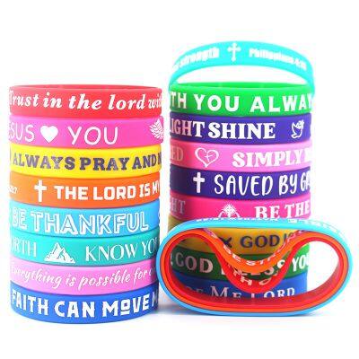 Manufacturer Customized Christian Bible Religious Belief Wristband BE THANKFUL Printed Smoothly Adult Activity Silicone Bracelet