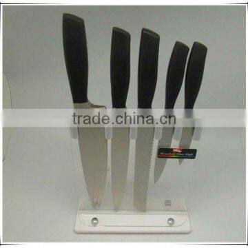 6pcs stainless steel solid handle good quality with block kitchen knife Set