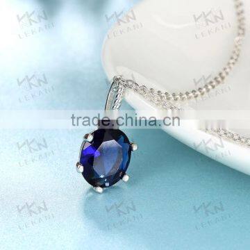 fancy design 18k rgp necklace color white gold with bule zircon