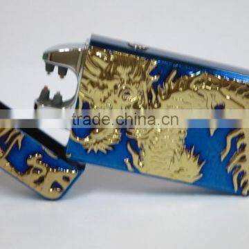 Creative Dragon Logoed Blue Metal USB rechargeabale electronic lighter for gifts