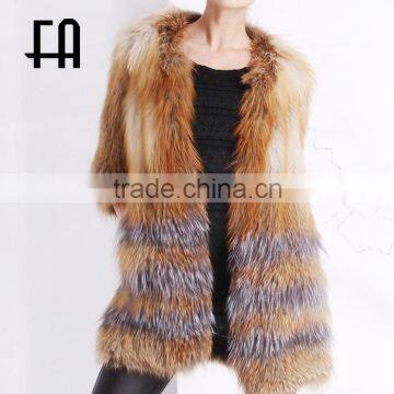 Factory Direct Wholesale Red Fox Fur Knitted Coat