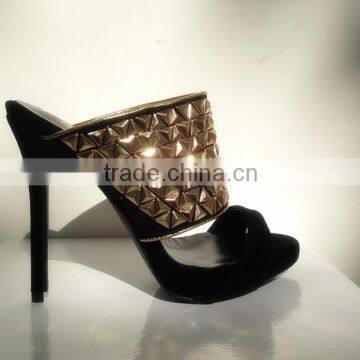 China Factory Wholesale Suede Material Fashion Women High Heel Sandal Slipper 120mm