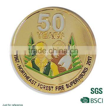 Fake gold plated badge with enamel