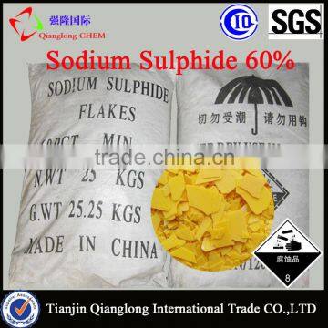 Low pirce Sodium Sulphide flakes 60% for sale