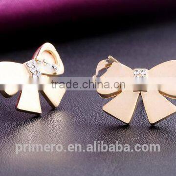 New Gold Plated Rhinestones Bow Butterfly Stud Earring For Women Jhumke Jewellery photo-6