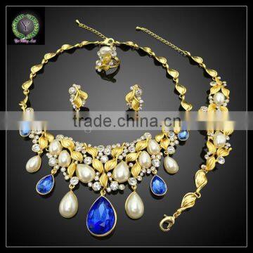 Wholesale blue color gold plated jewelry set EHK564