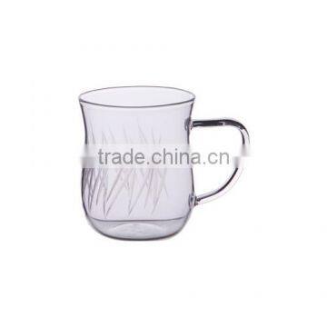 Borosilicate glass tumbler with hand cutting lines, 350ml.