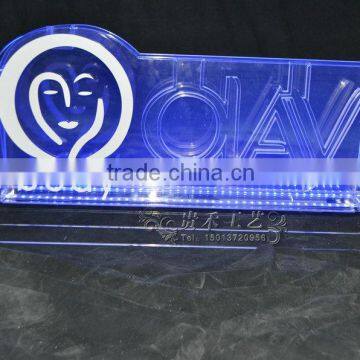 Acrylic LED Logo Display Stand Lucite Edge Lit Sign for Olay Brand Wine Immit Stand photo-2