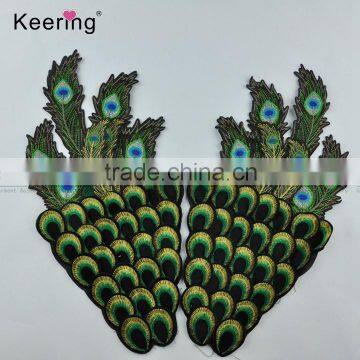 embroidery peacock tail patch decoration for pillow WEF-019