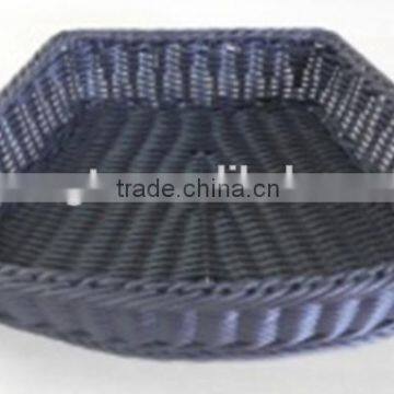 Plastic rattan wicker basket for supermarket fresh display