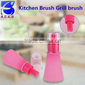 Oil Baster Basting Silicone Brush Glass Bottle Glaze Meat Kitchen Cooking Aid