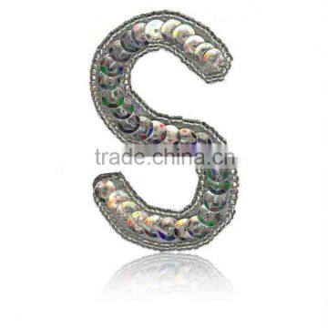 appliqued sequin letter S embroidery patch