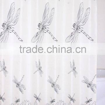 water-proof printing polyester shower curtain with hooks