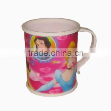 cartoon plastic pp lenticular cup with handle