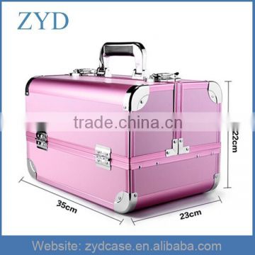 Custom Size Carry on Pink Aluminum Cosmetic Makeup Suitcase ZYD-HZ90501