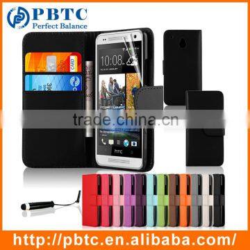 Set Screen Protector Stylus And Case , Leather Wallet Case For HTC One Mini
