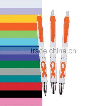 China Manufacturer Hot Selling Cheap Promotional Awareness Ribbon Grip Pens Advertising Plastic Retractable Ballpoint Pen