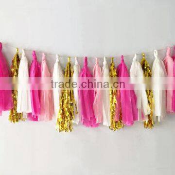 Garland Wedding Party Decoration, Colorful DIY Party Favor Tissue Paper Tassel