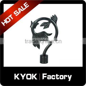 KYOK Cheap price 22mm black iron paint curtain rod set ,black curtain rod accessories