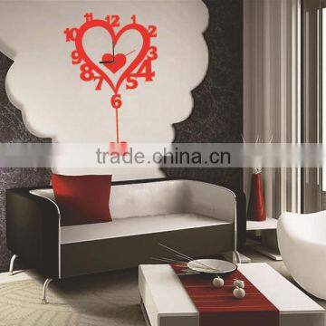 large loving heart clock shape removable room decor 3D wall sticker