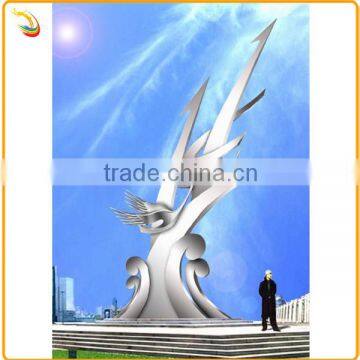 Seaside Decoration Metal Spindrift And Flying Bird Stainless Steel Sculpture