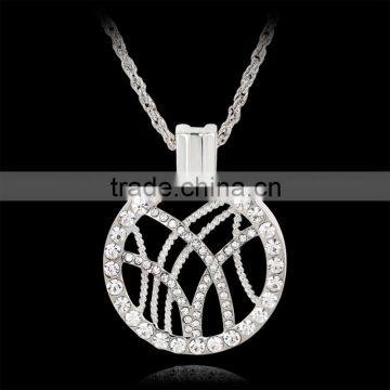 New Geometric Figure Long Chain Necklace Round Silver Gold Plated Rhinestone Pendant Necklace for Women Jewelry Gifts