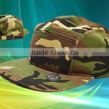 custom camo flat brim 5 panel cap