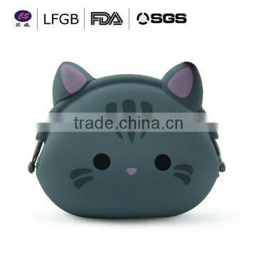 2014 Hot sale and fashionable cat shape silicone change wallet