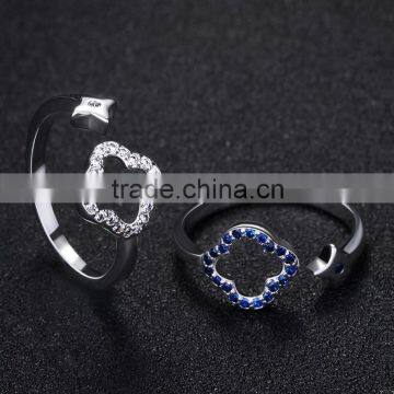 Synthetic Blue Gemstone Setting Latest Gold Plated Finger Ring Designs Open Ring for Women photo-5